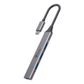 Hub 4 en 1 Stylos USB C a 3xUSB 2.0 + 1xUSB 3.0 con Caja Gris